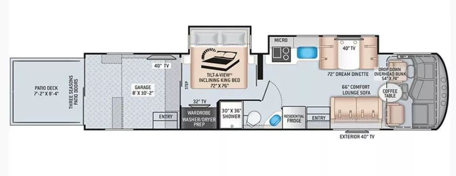 39' 2020 Thor Outlaw 38KB w/2 Slides - Toy Hauler Floorplan