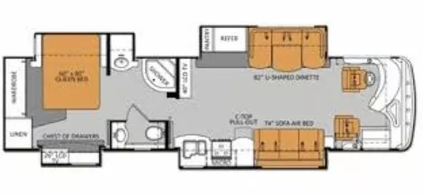 37' 2012 Thor Tuscany 36UF 380hp Cummins w/3 Slides Floorplan