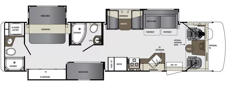 37' 2016 Forest River Georgetown 364TS w/3 Slides - Bunk House Floorplan