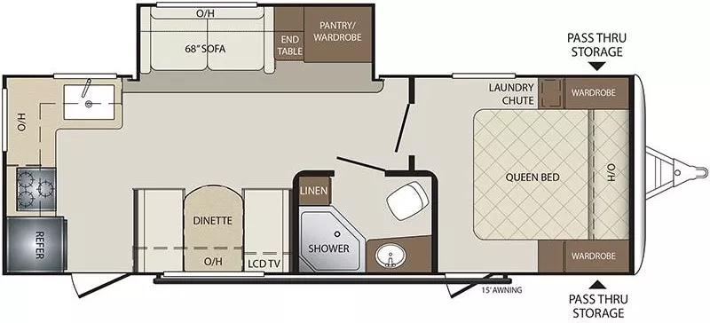 28' 2019 Keystone Bullet 248RKS w/Slide Floorplan
