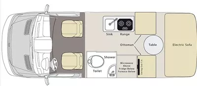 19' 2017 Pleasure-Way Ascent TS Floorplan