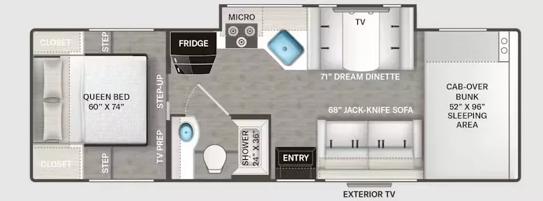 30' 2025 Thor Freedom Elite 28EB w/Slide Floorplan