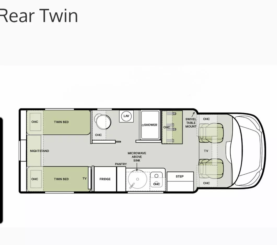 25' 2023 Tiffin Midas 24RT Floorplan