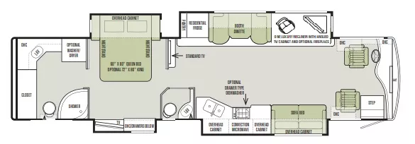 40' 2018 Tiffin Phaeton 40QBH 380hp Cummins w/4 Slides Floorplan
