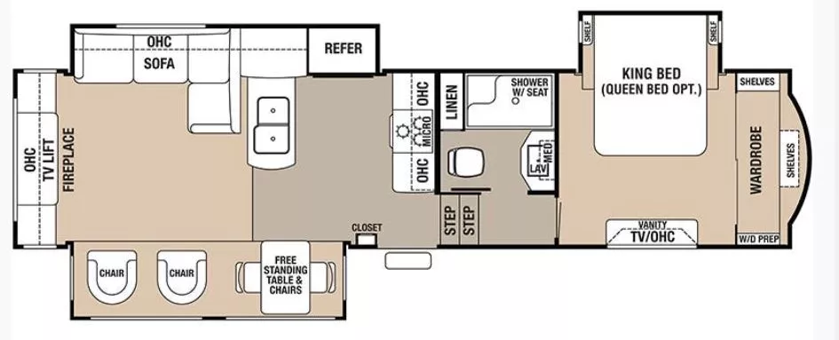 38' 2018 Forest River Cedar Creek Hathaway Edition 34RE w/3 Slides & Generator Floorplan