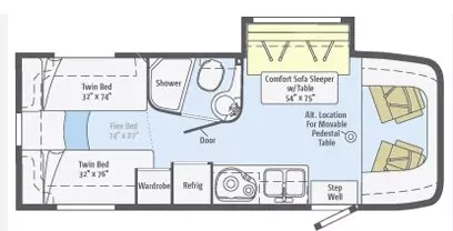 25' 2014 Winnebago View 24V w/Slide Floorplan
