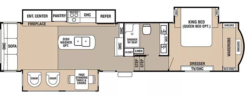 40' 2018 Forest River Cedar Creek Hathaway 36CK2 w/3 Slides Floorplan