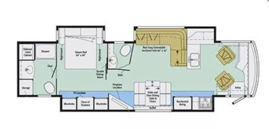 40' 2015 Winnebago Itasca Meridian 40R 380hp Cummins w/3 Slides Floorplan