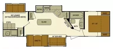37' 2016 Skyline Layton Javelin 325BH w/3 Slides - Bunk House Floorplan