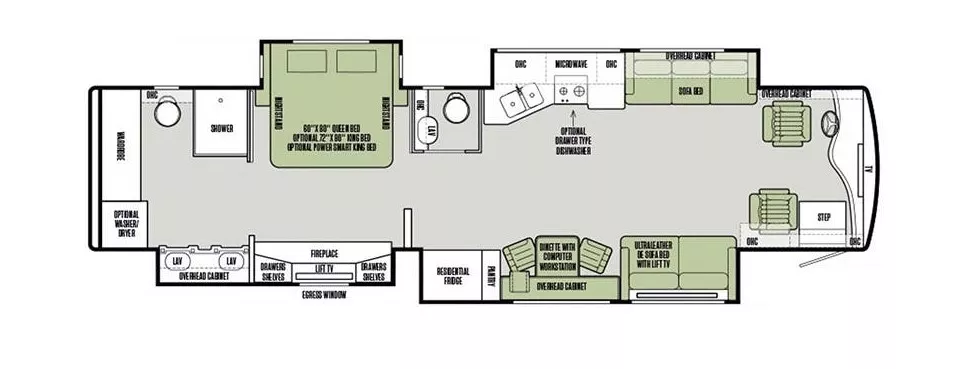 2019 Tiffin Allegro Bus 40IP 450hp Cummins w/4 Slides Floorplan