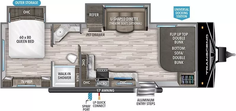 31' 2022 Grand Design Transcend Xplor 251BH w/2 Slides - Bunk House Floorplan