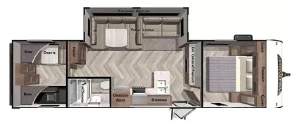 33' 2020 Forest River Wildwood 30KQBSS w/Slide - Bunk House Floorplan