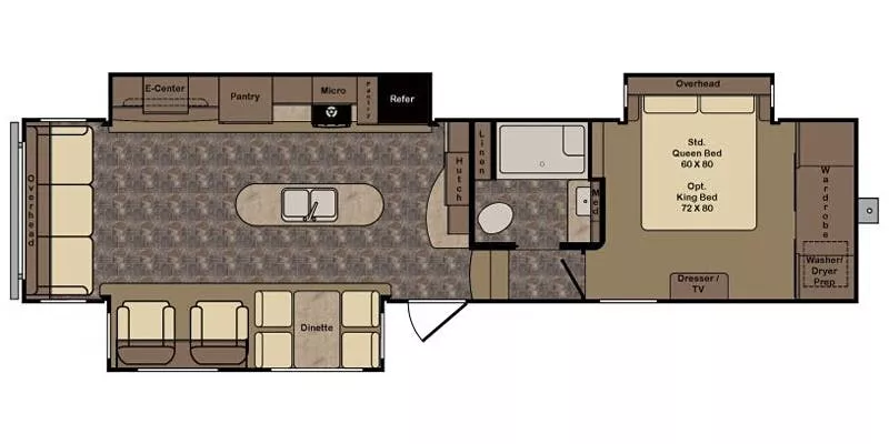 37' 2016 Crossroads Cruiser 322RL w/3 Slides Floorplan