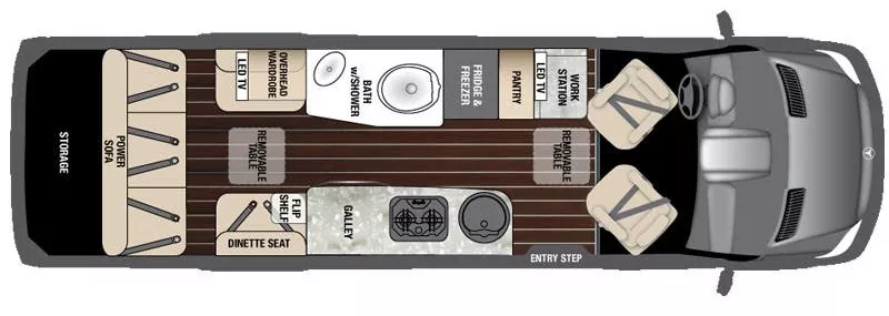 24' 2016 Airstream Interstate Sprinter/Diesel EXT GRAND TOUR Floorplan