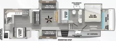 41' 2022 Forest River Sierra 39BARK w/4 Slides Floorplan