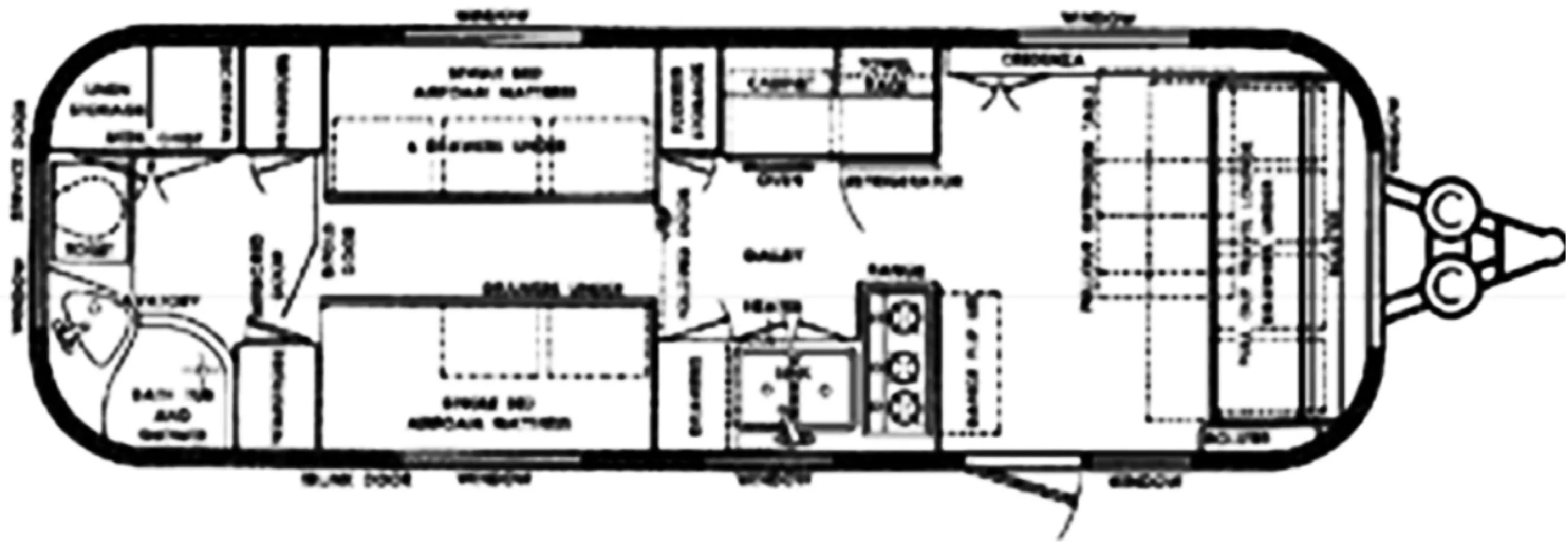 28' 1978 Airstream Ambassador AMBASSADOR Floorplan