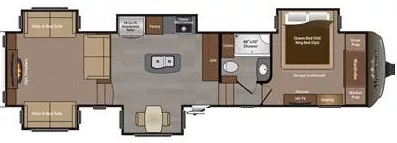 41' 2016 Keystone Montana Legacy Edition 3791RD w/5 Slides Floorplan