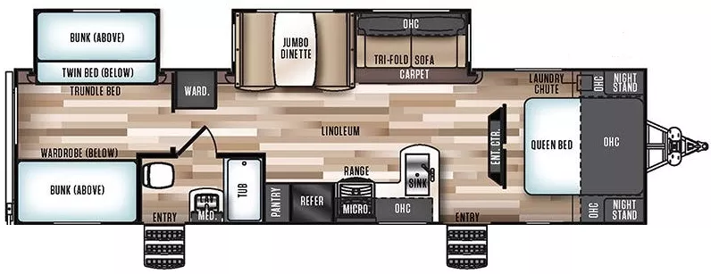 36' 2018 Forest River Salem Hemisphere Glx 312QBUD w/2 Slides - Bunk House Floorplan