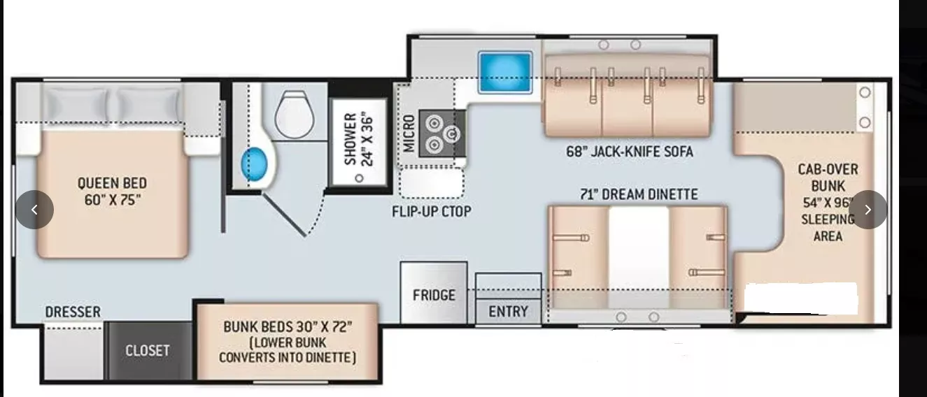 32' 2019 Thor Daybreak 30DB w/2 Slides - Bunk House Floorplan