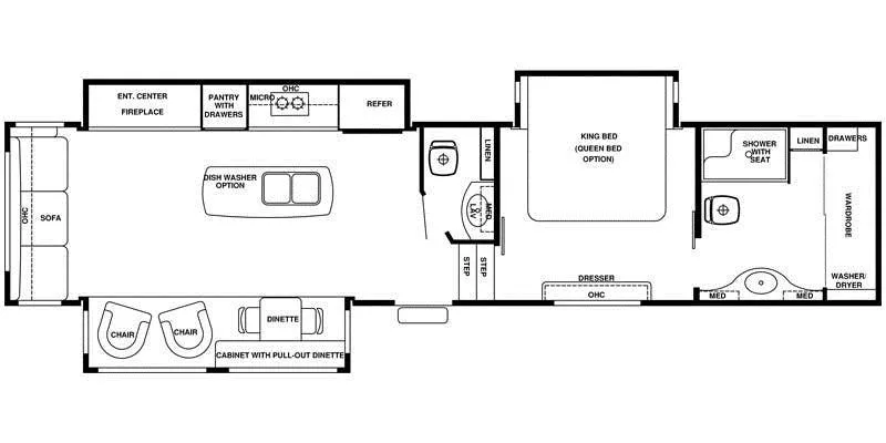 41' 2016 Forest River Riverstone Legacy 38FB w/3 Slides Floorplan