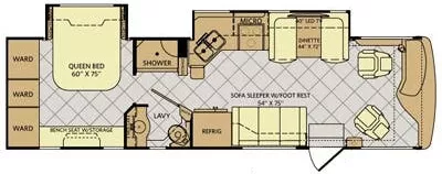 34' 2015 Fleetwood Excursion 33D 300hp Cummins w/2 Slides Floorplan