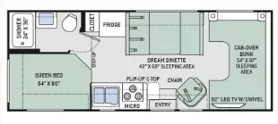 25' 2017 Thor Chateau M-23U Floorplan