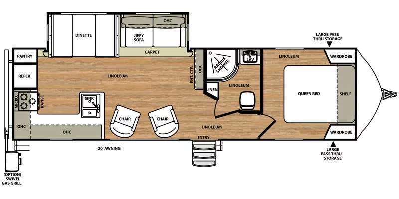 32' 2016 Forest River Vibe 268RKS w/Slide Floorplan