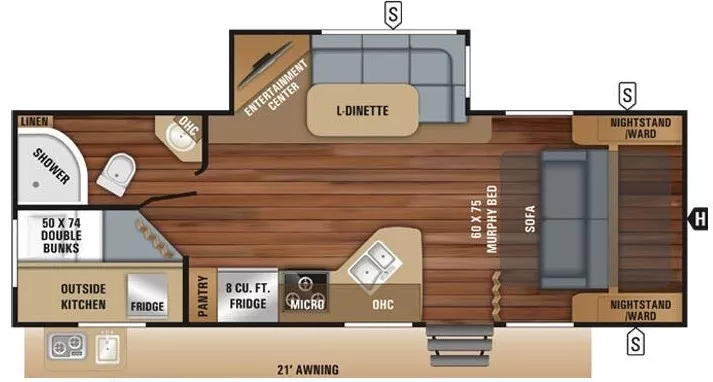 29' 2019 Jayco White Hawk 24 MBH w/Slide - Bunk House Floorplan