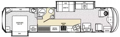 38' 2004 Coachmen Cross Country SE 376DS 300hp Cummins w/2 Slides Floorplan