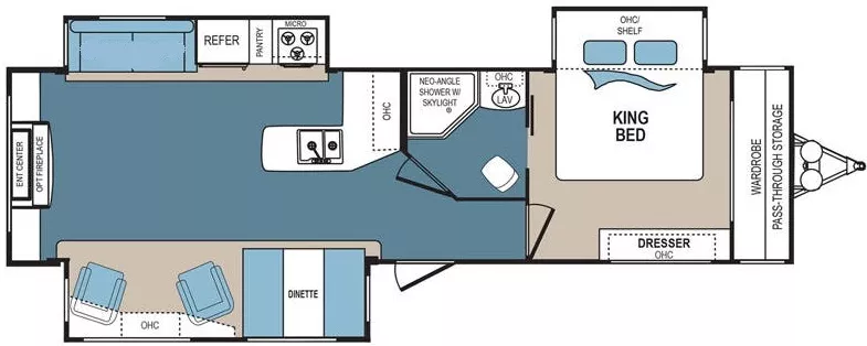 38' 2016 Dutchmen Denali 287RE w/3 Slides Floorplan