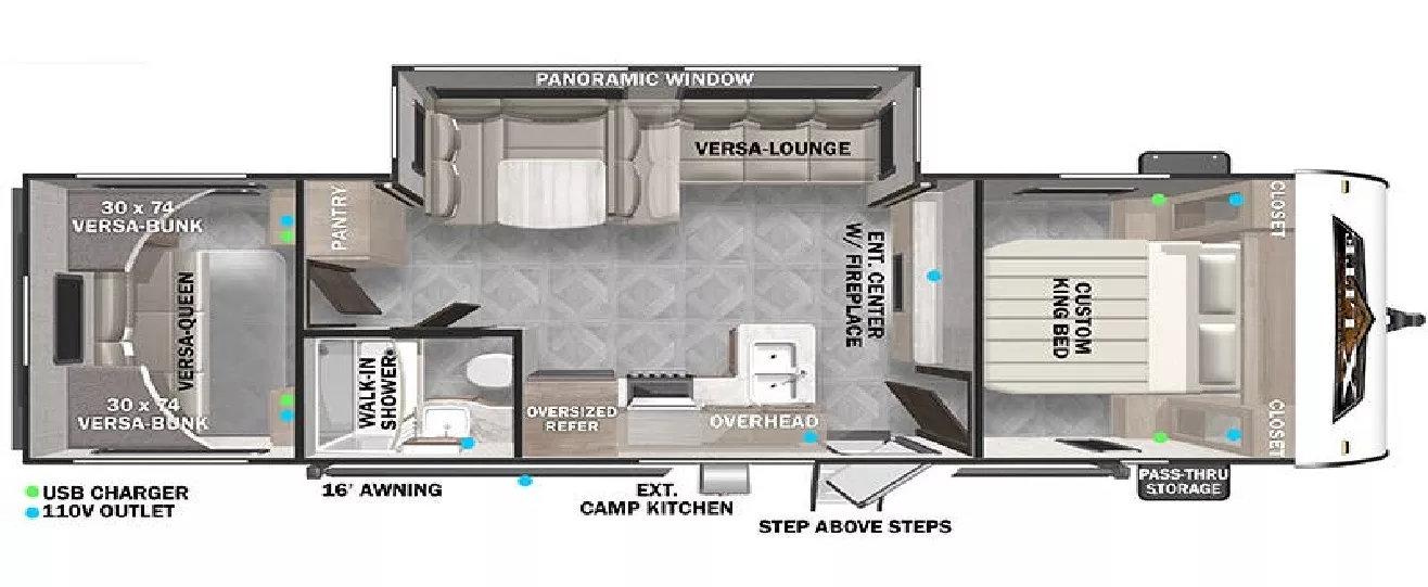 33' 2023 Forest River Wildwood X-Lite Platinum 28VBXLX w/Slide - Bunk House Floorplan