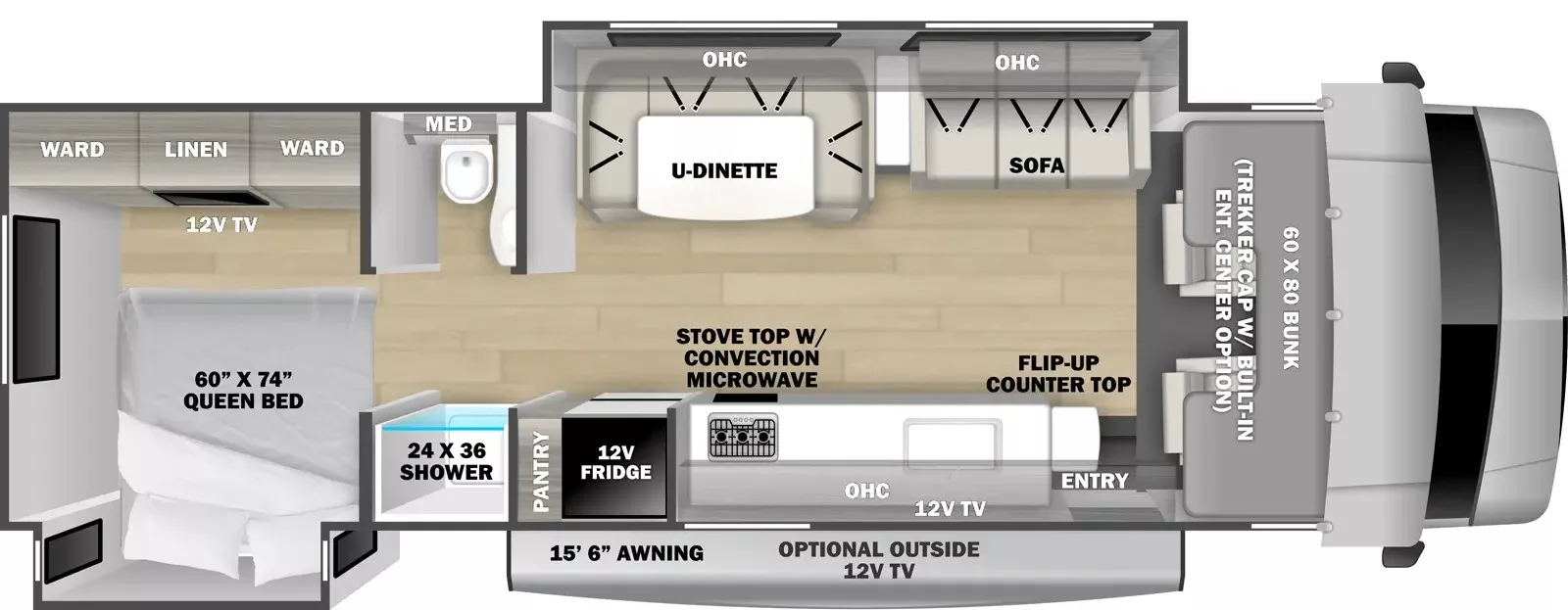 32' 2021 Forest River Forester 3011DS w/2 Slides Floorplan