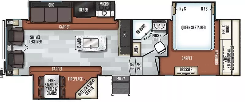 34' 2019 Forest River Flagstaff 8529IKBS w/3 Slides Floorplan