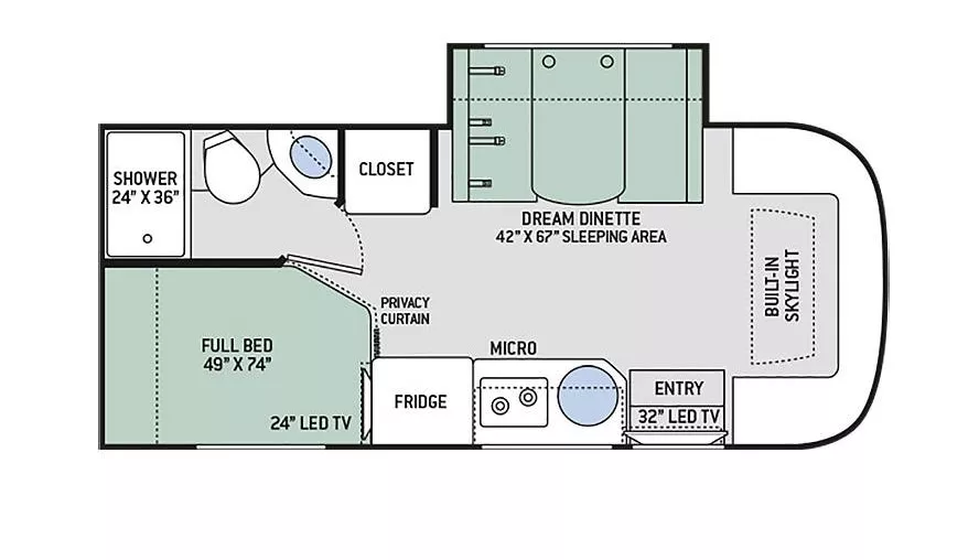 24' 2018 Thor Gemini 23TK TRANSIT w/Slide Floorplan
