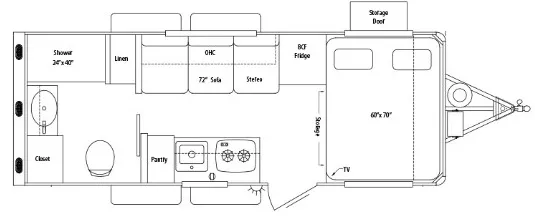 24' 2023 Sundowner Trail Blazer 2086TB Floorplan