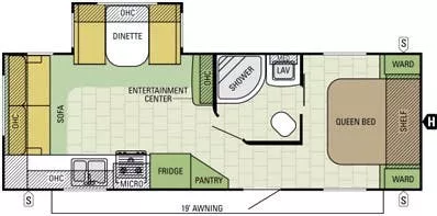 29' 2016 Starcraft Launch Ultra Lite 24RLS w/Slide Floorplan