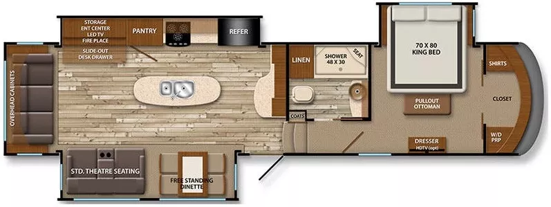 39' 2016 Grand Design Solitude 369RL w/3 Slides Floorplan