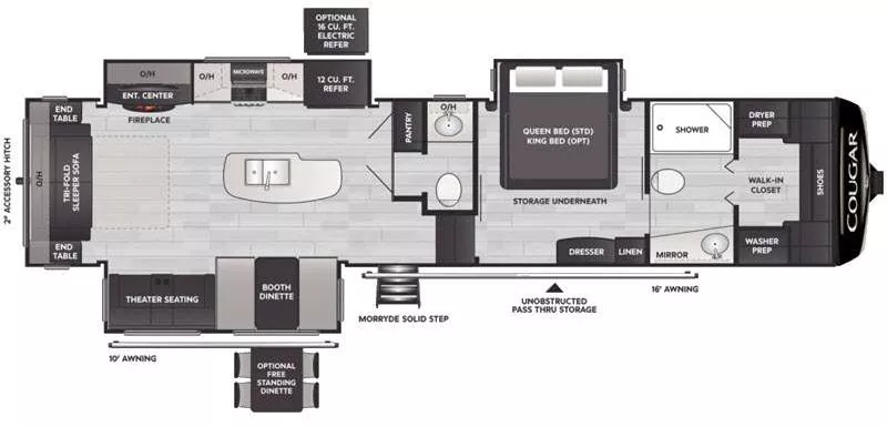 39' 2023 Keystone Cougar 355FBS w/3 Slides Floorplan