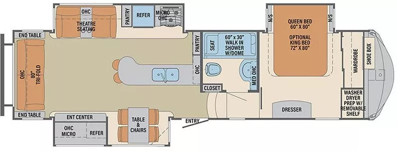 36' 2018 Palomino Columbus 298RL w/3 Slides Floorplan