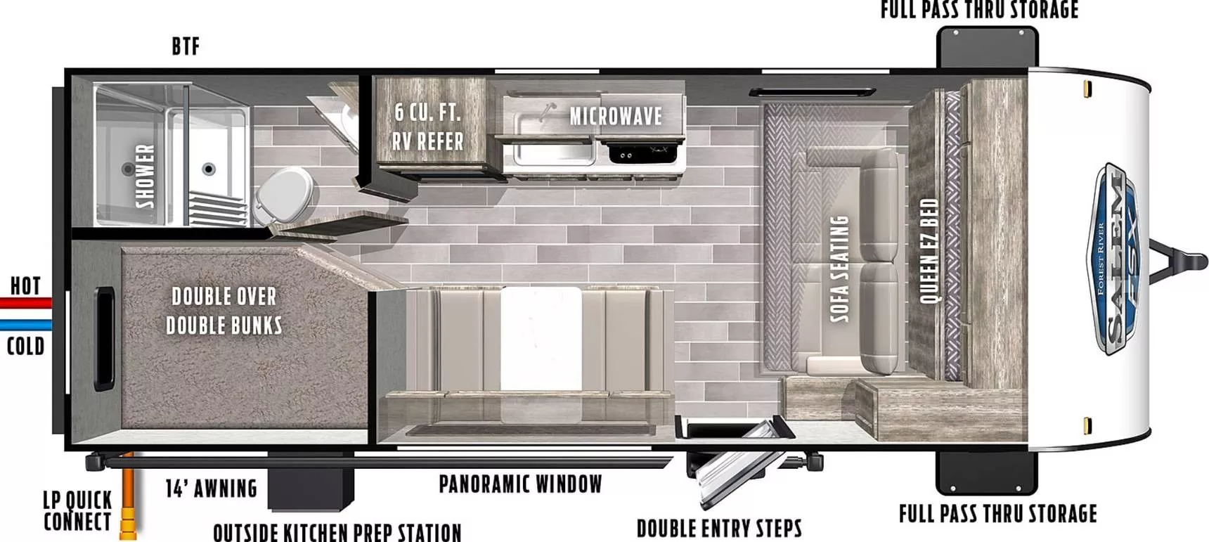 22' 2021 Forest River Salem Platinum Fsx 179DBKX Floorplan