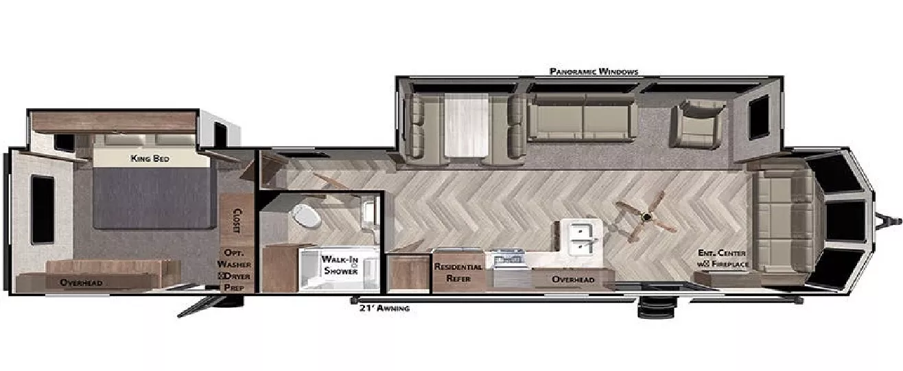 42' 2021 Forest River Wildwood Dlx 40FDEN w/2 Slides Floorplan