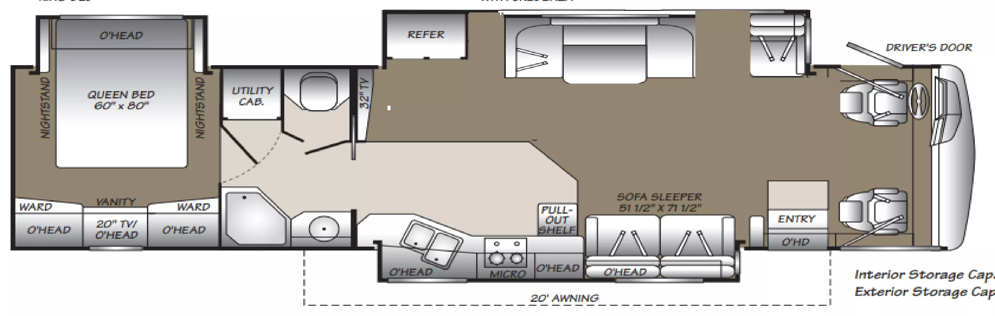 38' 2007 Fleetwood Pace Arrow 38P w/2 Slides Floorplan