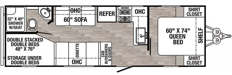 30' 2022 Forest River Palomino Puma Xle 23BHC - Bunk House Floorplan