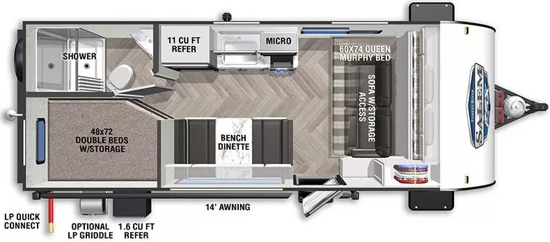 23' 2023 Forest River Platinum Salem Fsx 179DBKX - Bunk House Floorplan