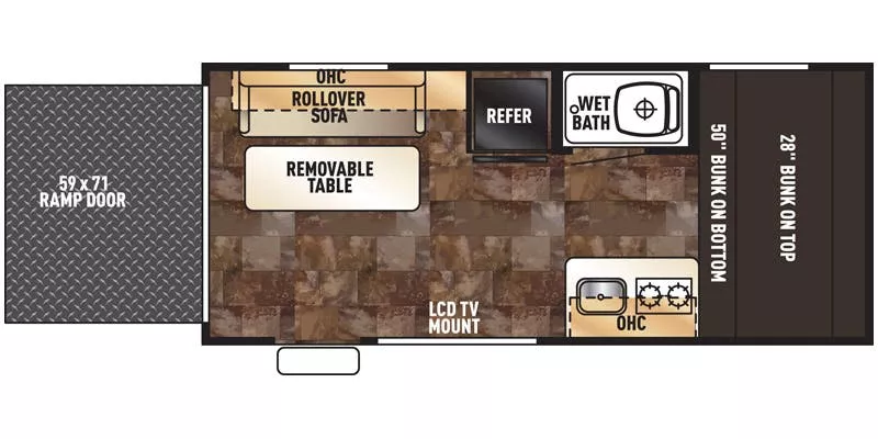 17' 2016 Forest River Wolf Pup 17RP - Toy Hauler - Bunk House Floorplan