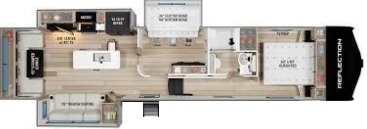 35' 2021 Grand Design Reflection 337RLS w/3 Slides Floorplan