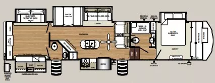 41' 2021 Forest River Sandpiper 384QBOK w/5 Slides - Bunk House Floorplan