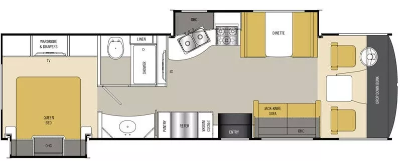 33' 2016 Forest River Coachmen Pursuit 29SBP w/2 Slides Floorplan