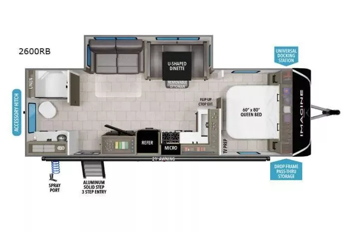 29' 2018 Grand Design Imagine 2600RB w/Slide Floorplan