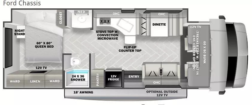 31' 2020 Forest River Sunseeker 3050S w/Slide - Bunk House Floorplan